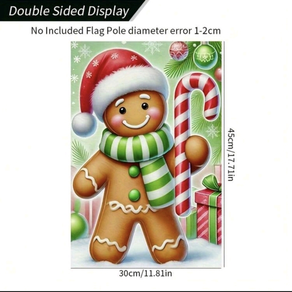 2/$12 - Santa Gingerbread with Candy Cane Garden Flag - Picture 3 of 5